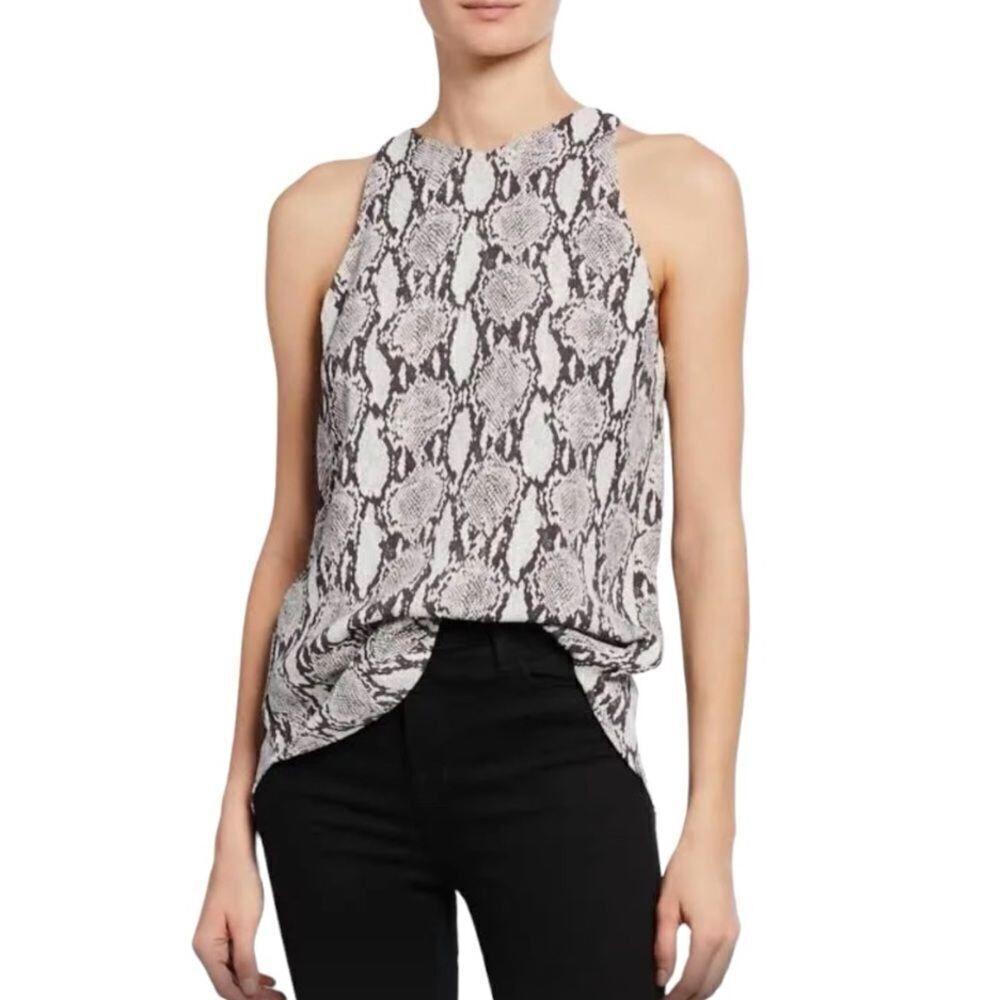 A.L.C. Women's Anise Snakeskin Sleeveless Blouse Black/Gray Size 8